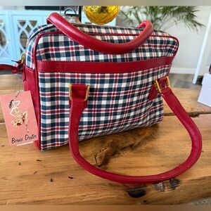 ❤️🤍💙 Bernie Dexter Red and Blue Plaid Satchel RARE
